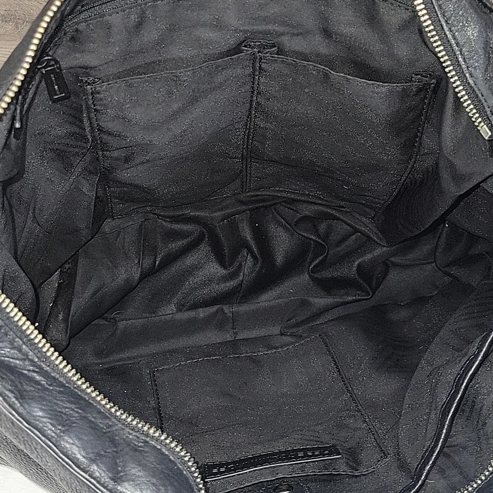 Women's Rebecca Minkoff Black Pebble Leather Business Laptop Crossbody Bag